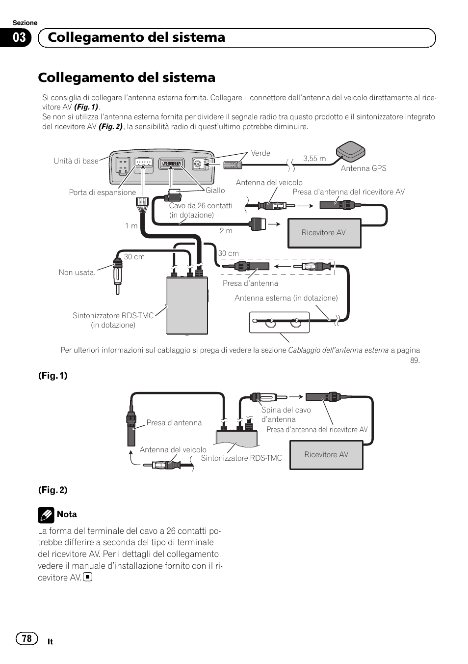 Collegamento del sistema, 03 collegamento del sistema | Pioneer AVIC-F220 User Manual | Page 78 / 112