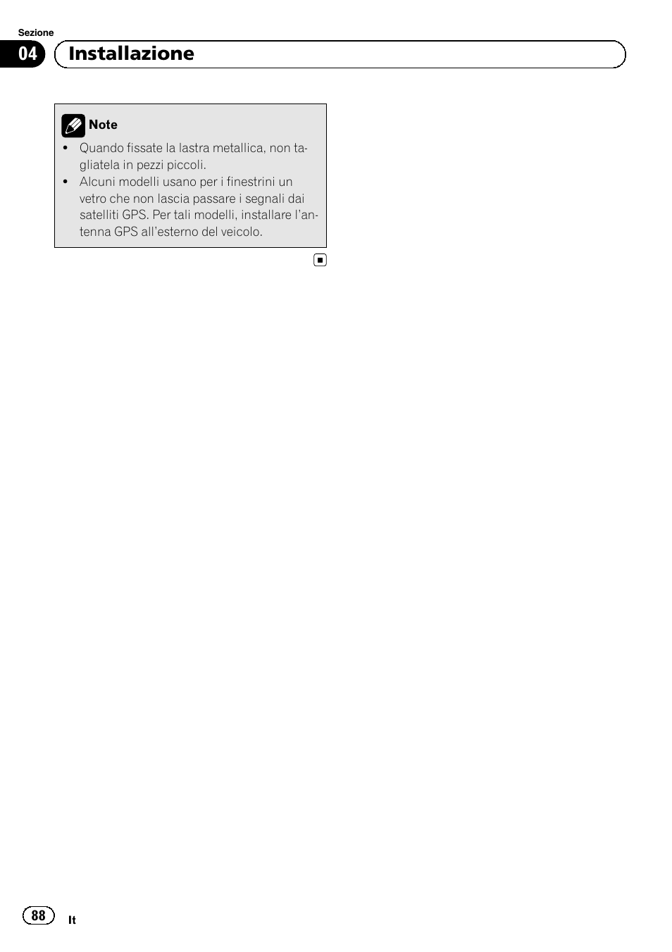 04 installazione | Pioneer AVIC-F220 User Manual | Page 88 / 112