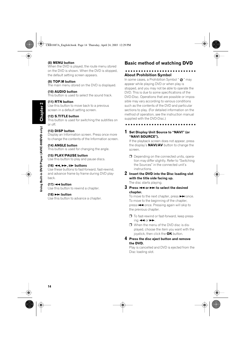 Basic method of watching dvd | Pioneer AVIC600T-II User Manual | Page 15 / 30