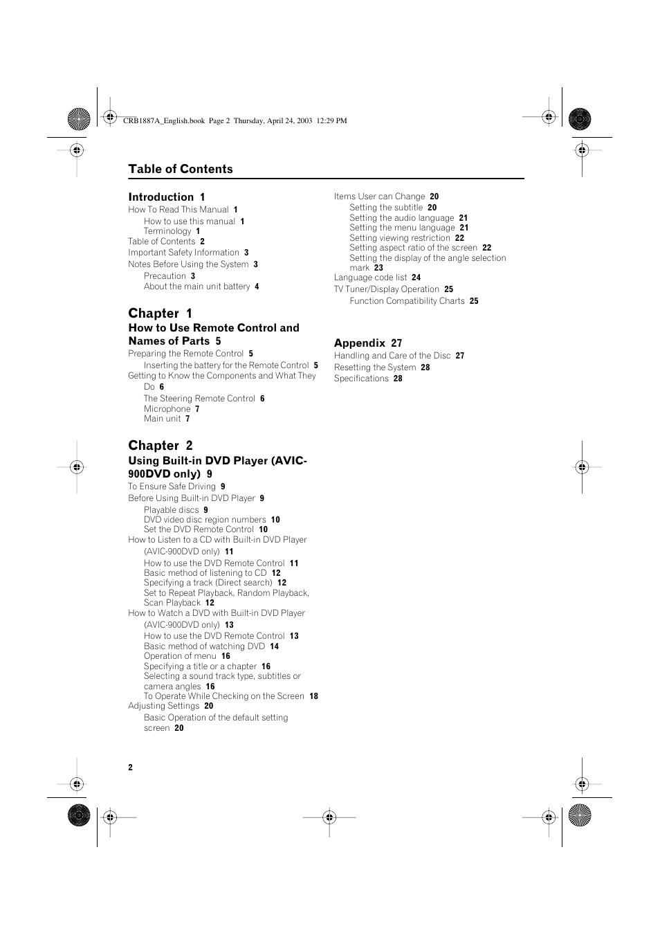 Pioneer AVIC600T-II User Manual | Page 3 / 30