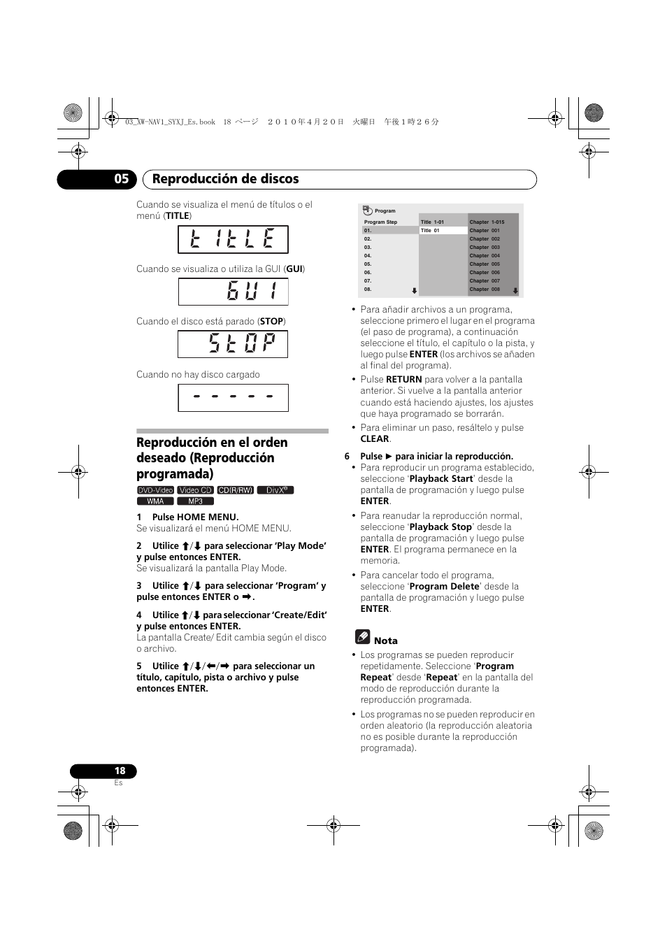 Reproducción de discos 05 | Pioneer XW-NAV1-K User Manual | Page 102 / 128