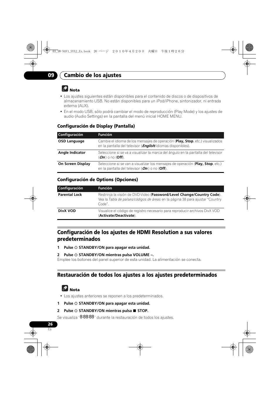 Cambio de los ajustes 09 | Pioneer XW-NAV1-K User Manual | Page 110 / 128