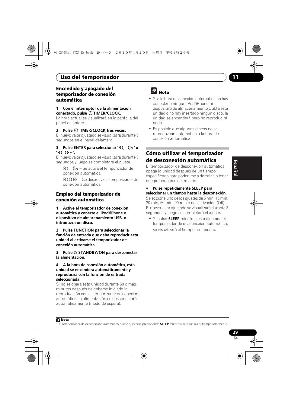 Uso del temporizador 11 | Pioneer XW-NAV1-K User Manual | Page 113 / 128