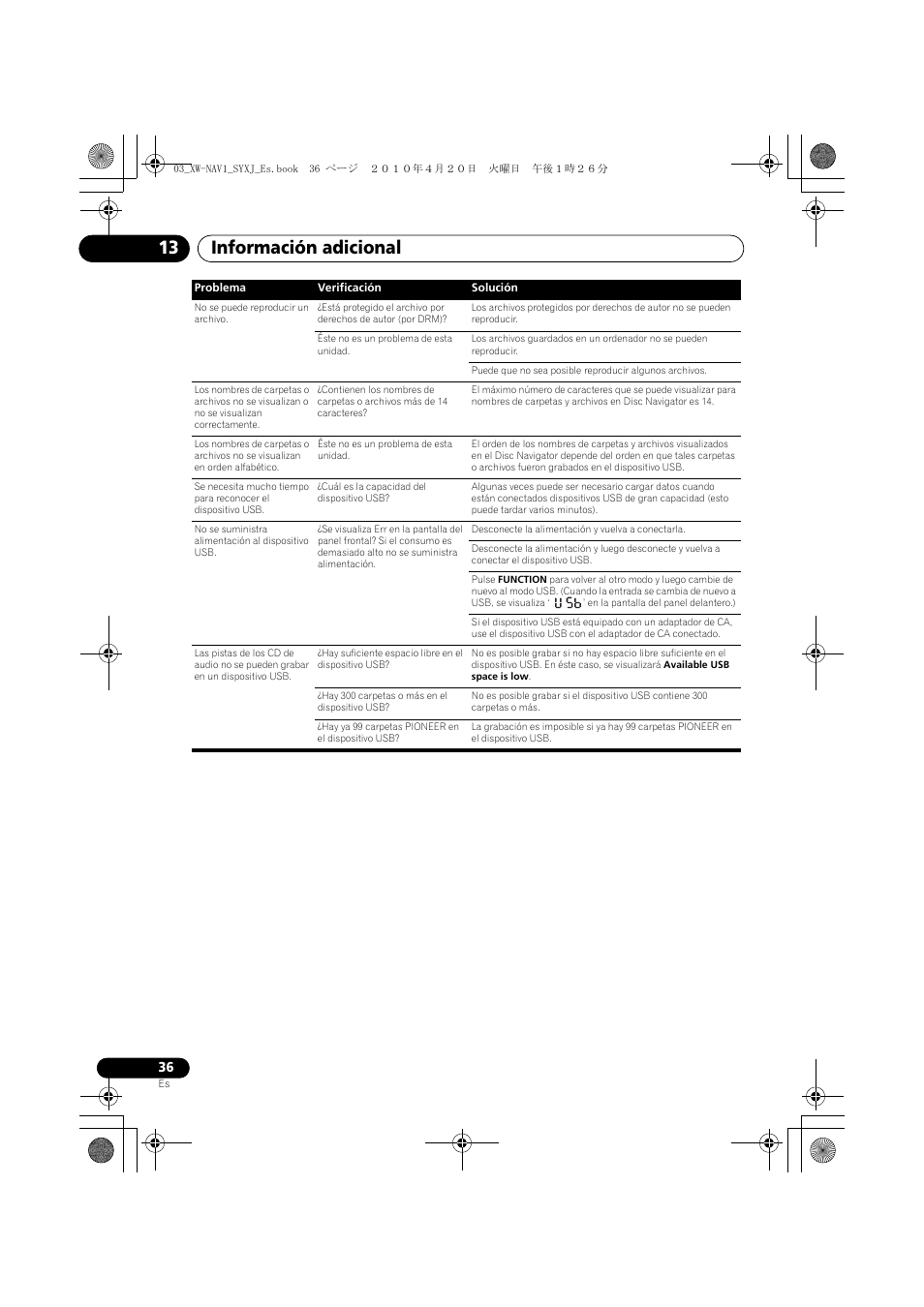 Información adicional 13 | Pioneer XW-NAV1-K User Manual | Page 120 / 128