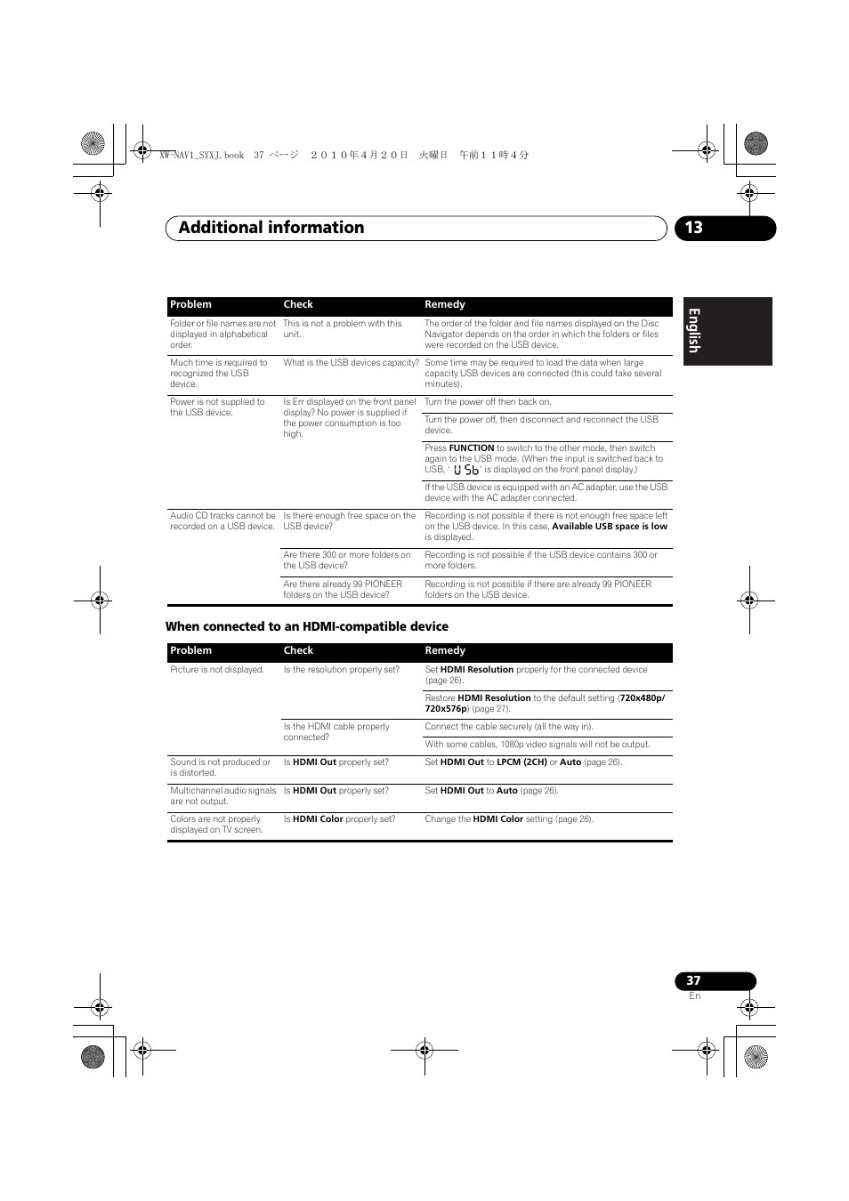 Additional information 13, English français español | Pioneer XW-NAV1-K User Manual | Page 37 / 128