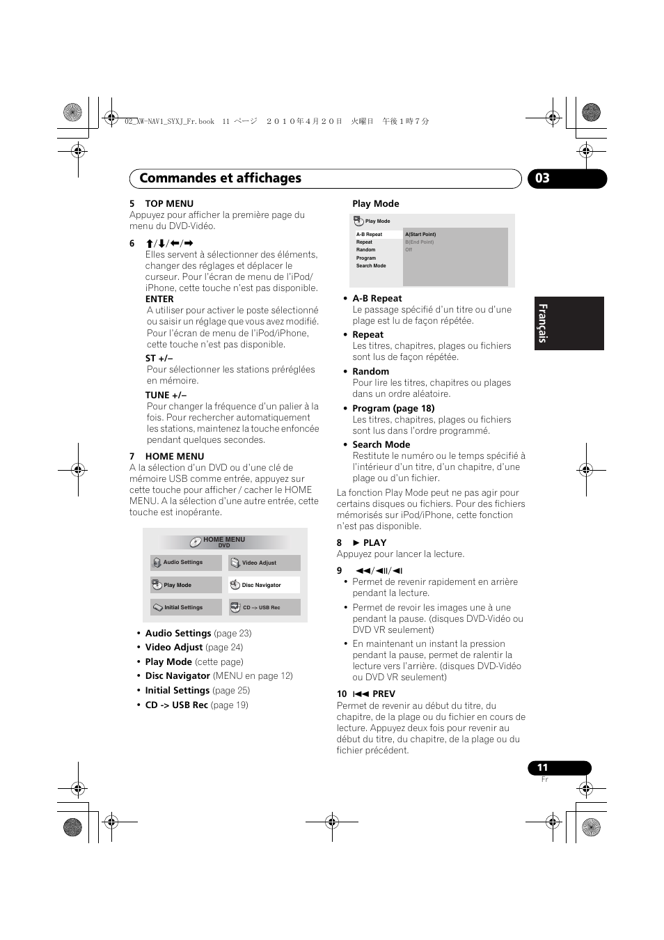 Commandes et affichages 03, English français español | Pioneer XW-NAV1-K User Manual | Page 53 / 128