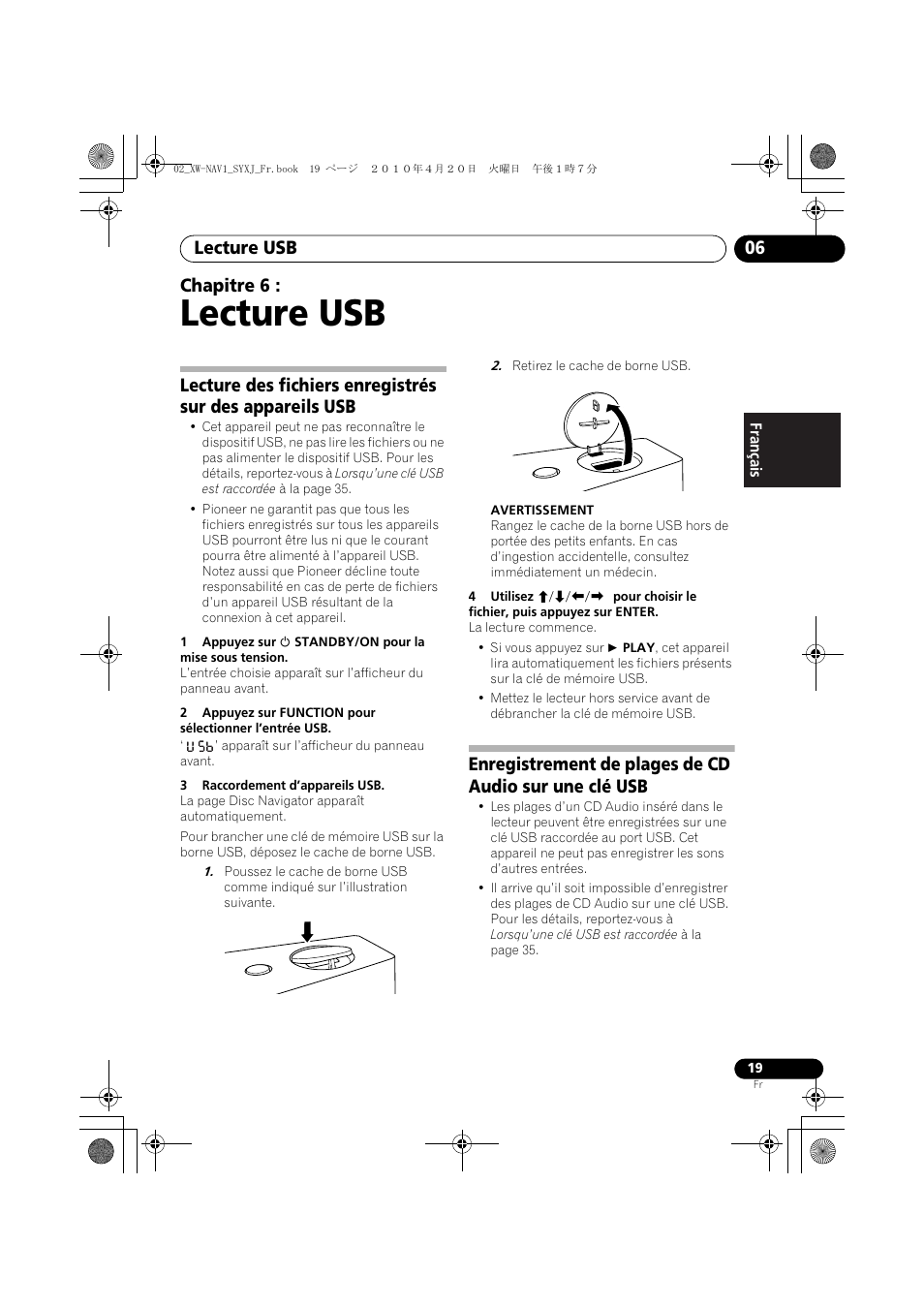 06 lecture usb, Lecture usb, Lecture usb 06 | Chapitre 6 | Pioneer XW-NAV1-K User Manual | Page 61 / 128