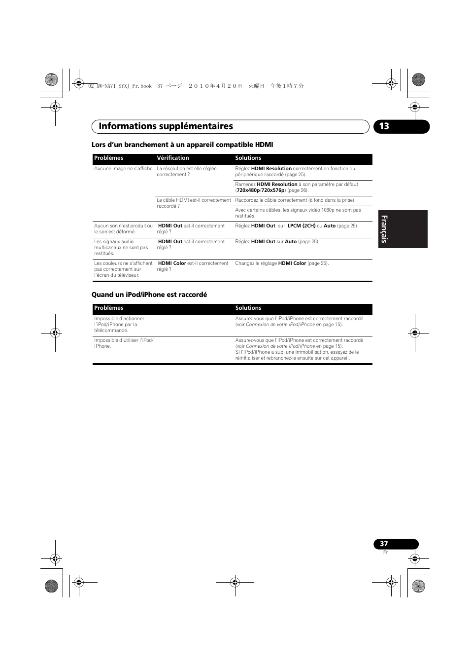 Informations supplémentaires 13, English français español | Pioneer XW-NAV1-K User Manual | Page 79 / 128