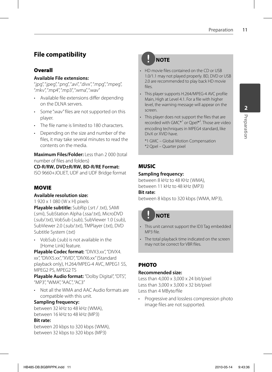 File compatibility | Pioneer BCS-FS505 User Manual | Page 11 / 76