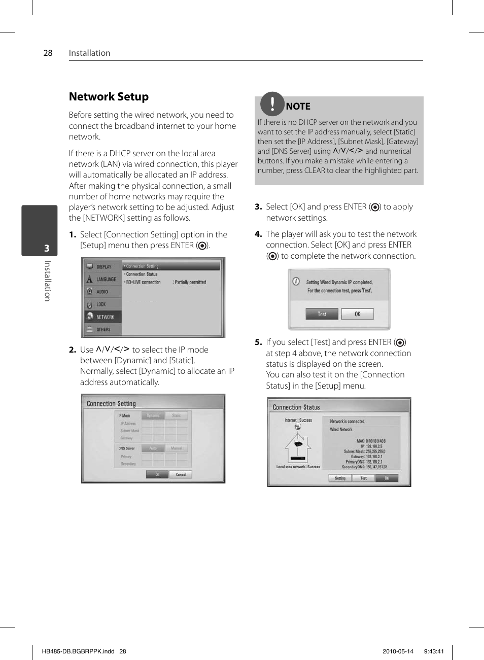 Network setup | Pioneer BCS-FS505 User Manual | Page 28 / 76