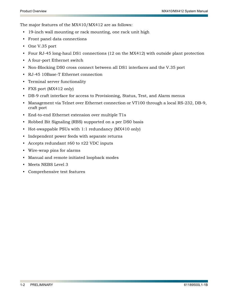 ADTRAN MX410 User Manual | Page 14 / 108