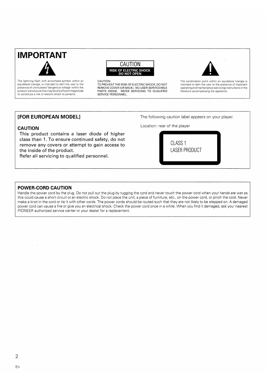 Pioneer PD-F706 User Manual | Page 2 / 16