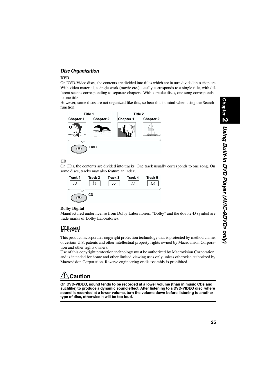 Using built-in d vd pla y er (a vic-9d vd, Onl y), Caution | Pioneer AVIC-85DHV-2 User Manual | Page 27 / 56