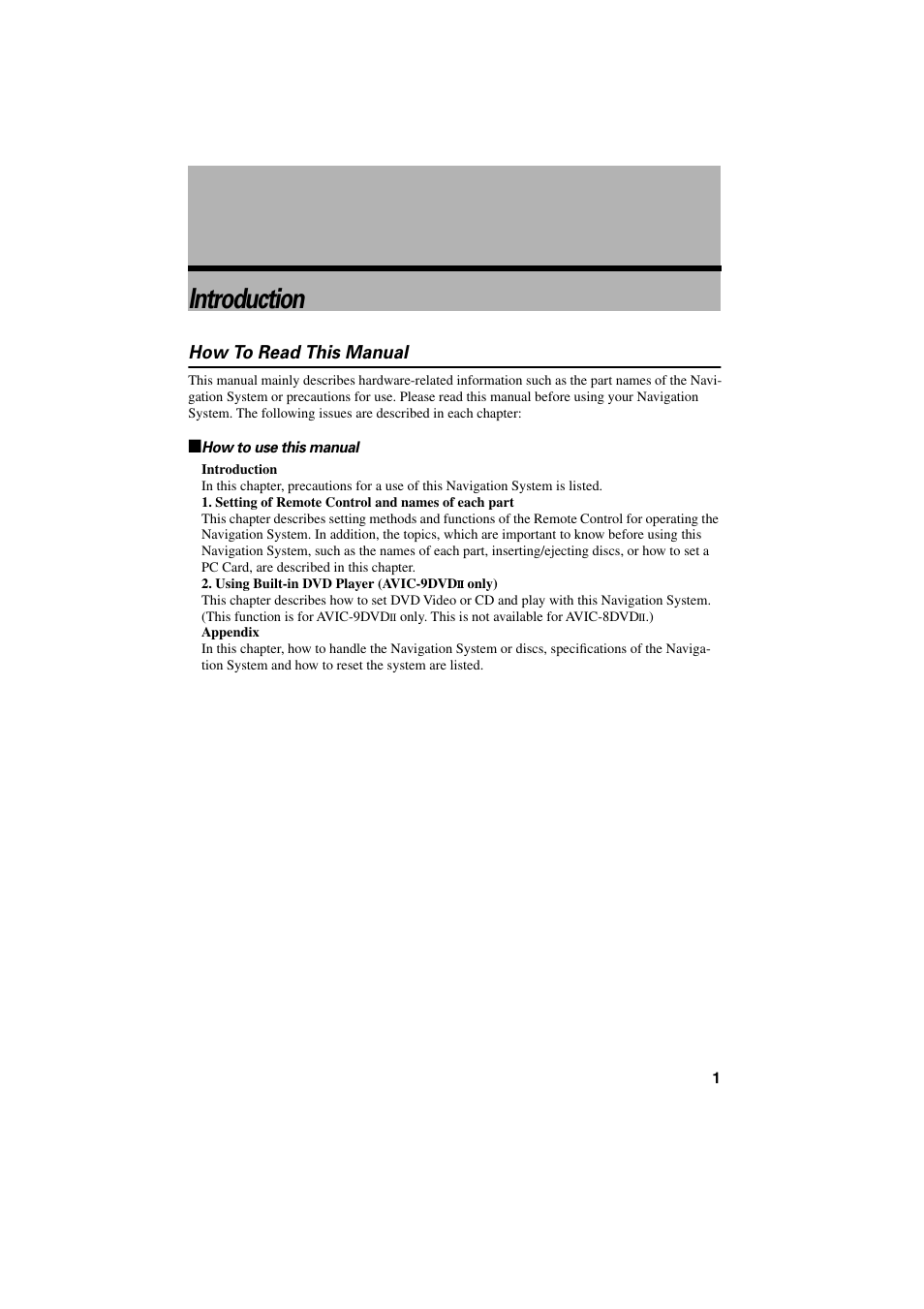 Introduction, How to read this manual | Pioneer AVIC-85DHV-2 User Manual | Page 3 / 56