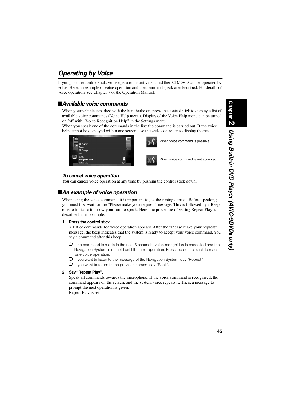 Operating by voice | Pioneer AVIC-85DHV-2 User Manual | Page 47 / 56