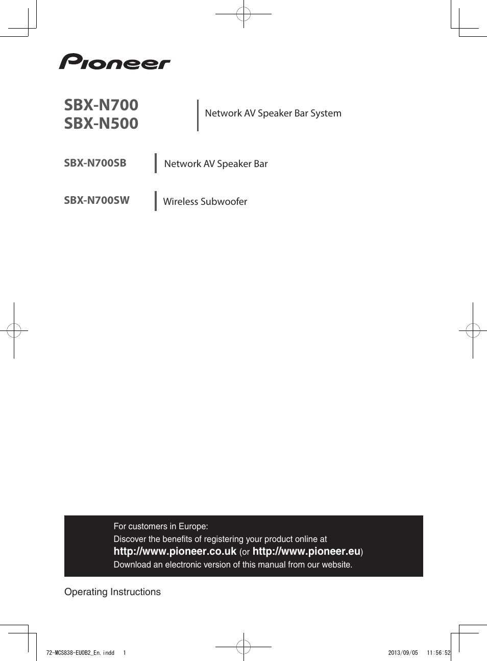 Pioneer SBX-N700 User Manual | 68 pages