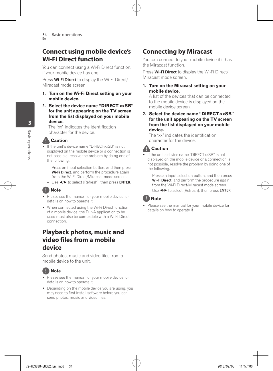 Connecting by miracast | Pioneer SBX-N700 User Manual | Page 34 / 68