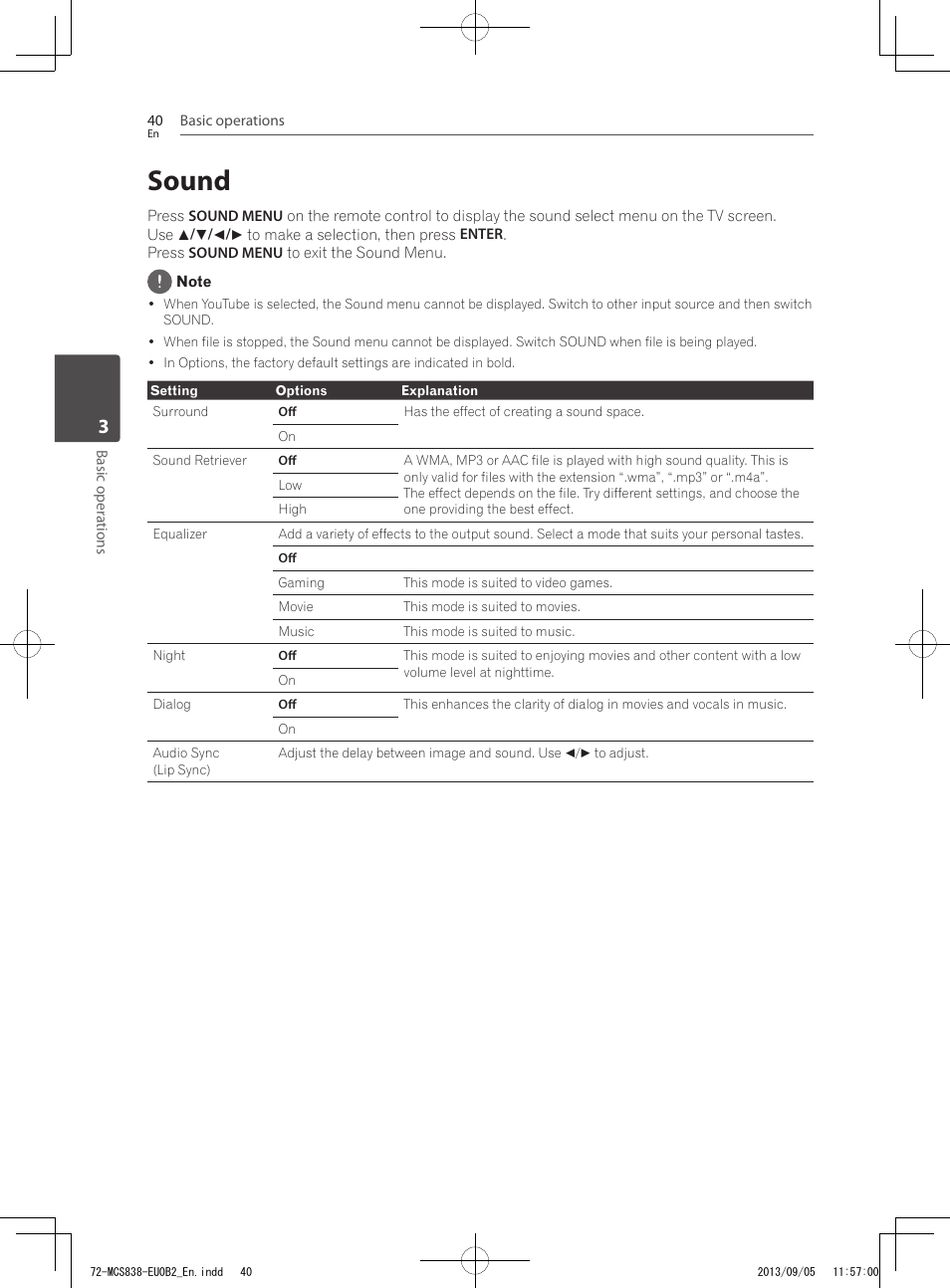 Sound | Pioneer SBX-N700 User Manual | Page 40 / 68