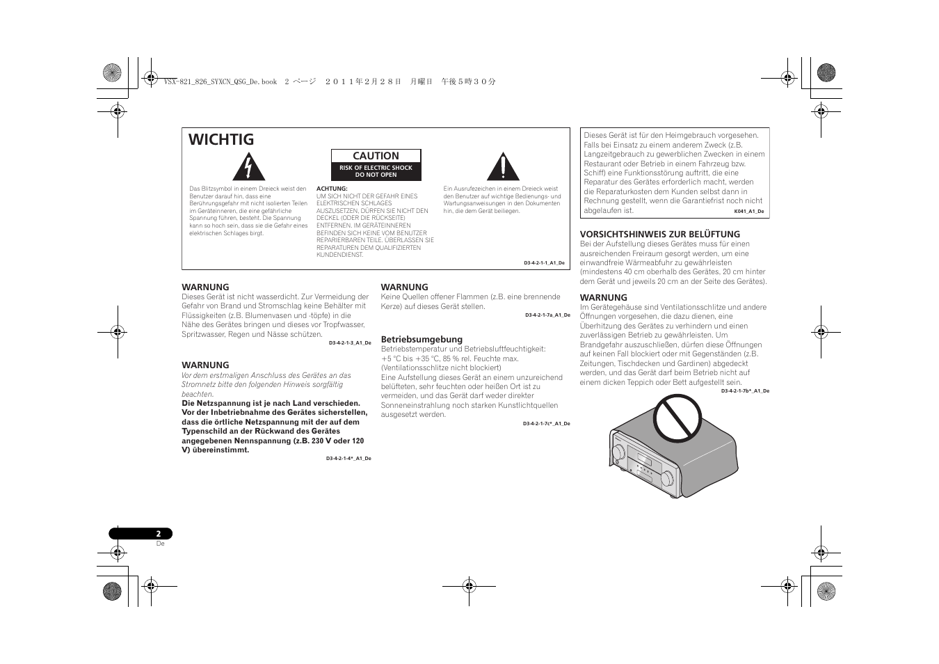 Wichtig | Pioneer VSX-821 User Manual | Page 134 / 156