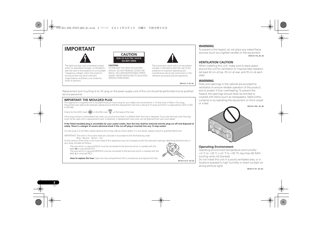 Important | Pioneer VSX-821 User Manual | Page 2 / 156