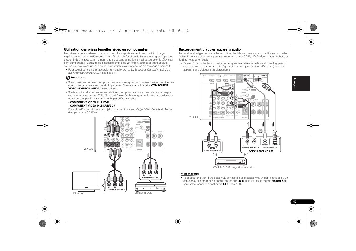 Raccordement d’autres appareils audio | Pioneer VSX-821 User Manual | Page 39 / 156