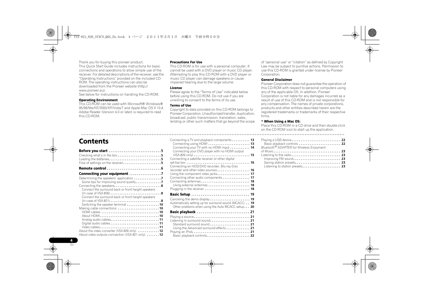 Pioneer VSX-821 User Manual | Page 4 / 156