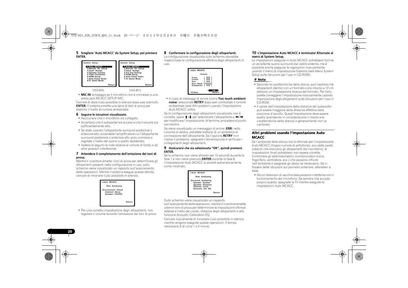 Altri problemi usando l’impostazione auto mcacc | Pioneer VSX-821 User Manual | Page 86 / 156
