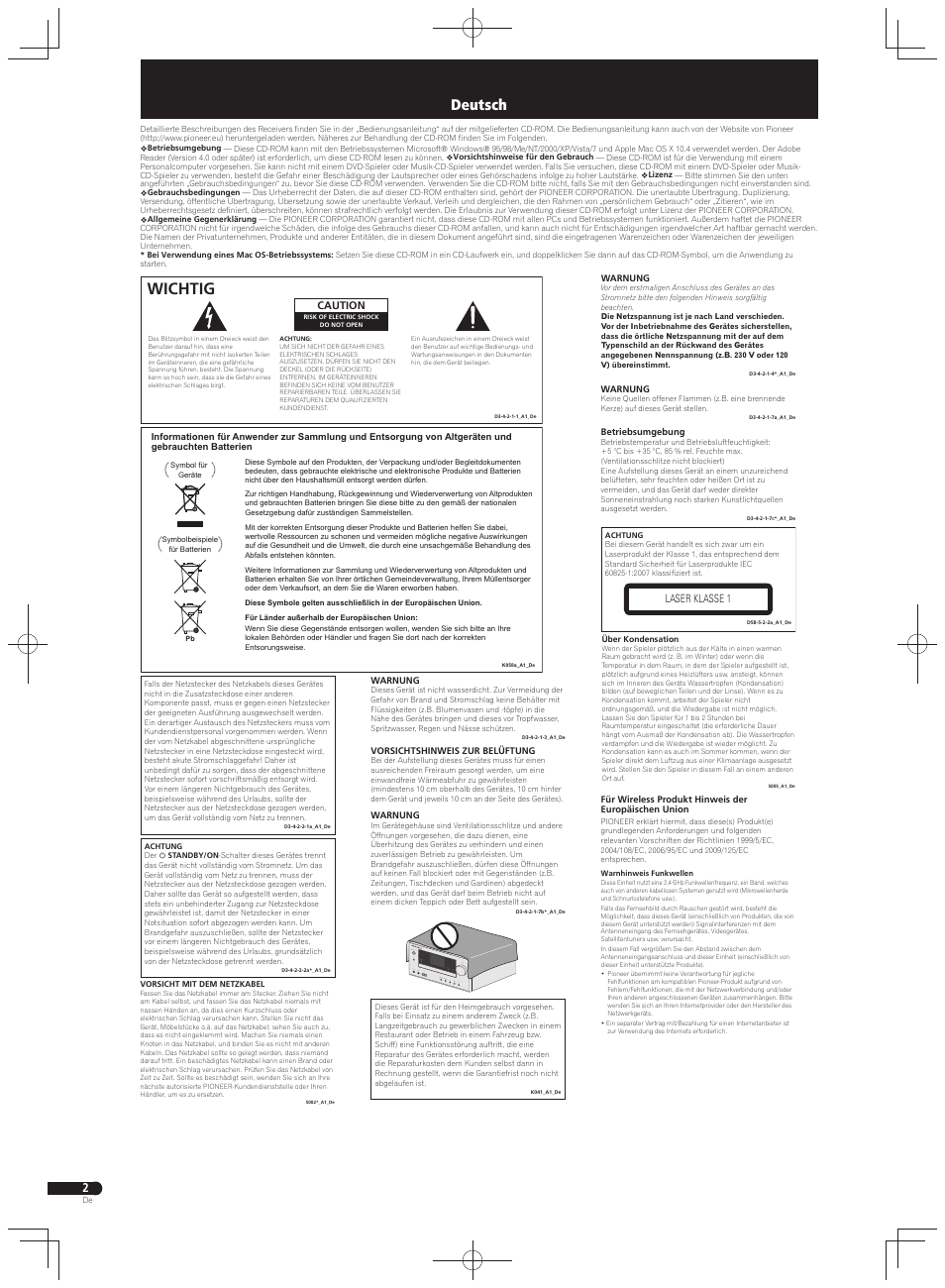 Network-cd-receiver-system, Wichtig, Deutsch | Pioneer X-HM71-K User Manual | Page 14 / 32