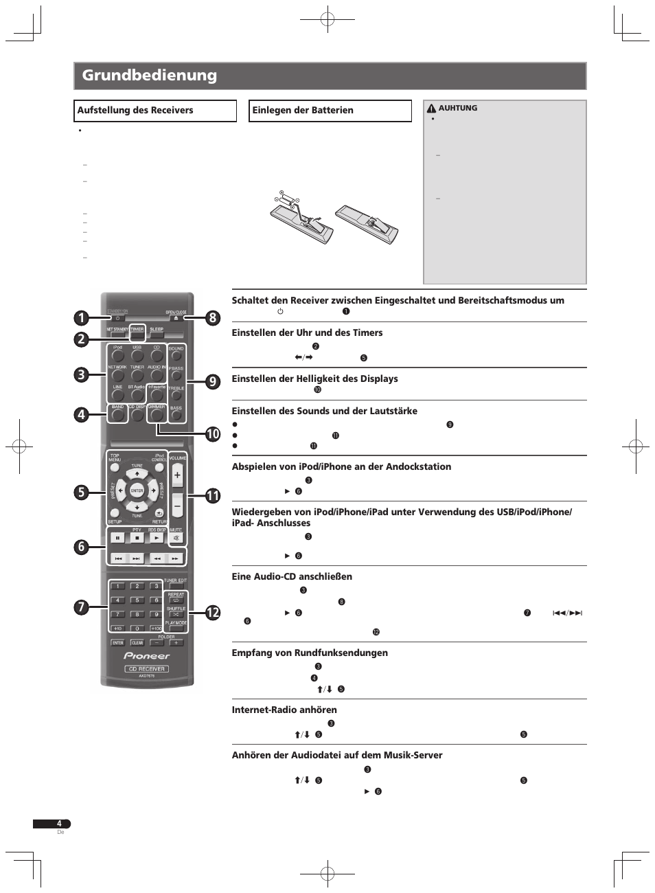 Grundbedienung | Pioneer X-HM71-K User Manual | Page 16 / 32