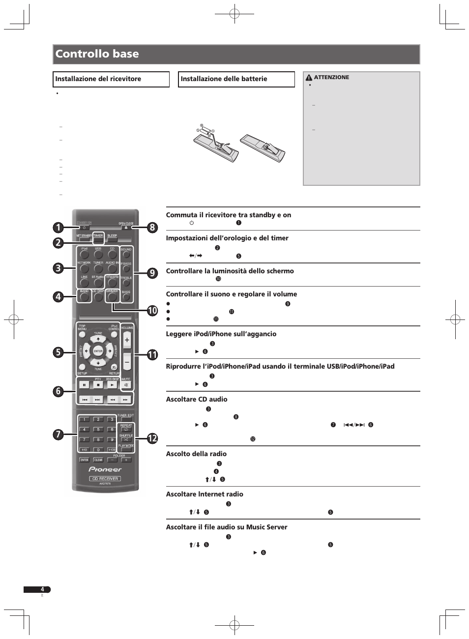 Controllo base | Pioneer X-HM71-K User Manual | Page 20 / 32