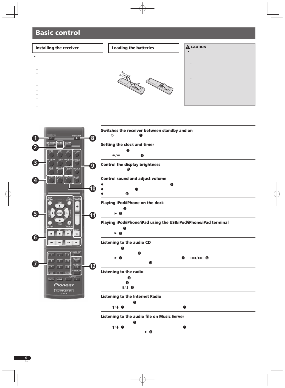 Basic control | Pioneer X-HM71-K User Manual | Page 4 / 32
