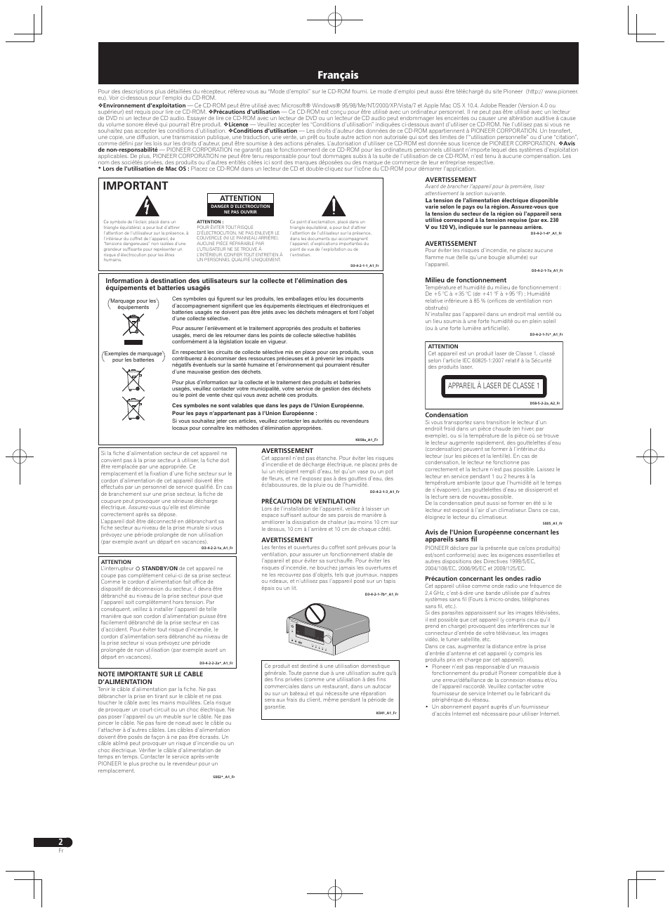 Reseau, Important, Français | Pioneer X-HM71-K User Manual | Page 6 / 32
