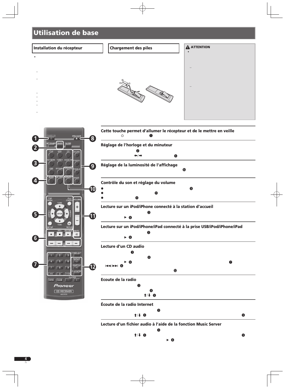 Utilisation de base | Pioneer X-HM71-K User Manual | Page 8 / 32
