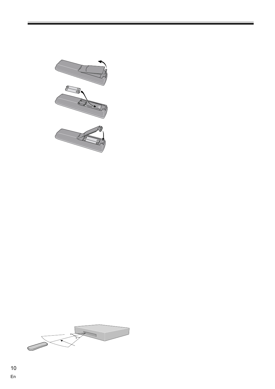 Loading the batteries 10, Operating range of remote control unit 10, Maintenance of external surfaces 10 | Introductory information, Operating range of the remote control unit, Loading the batteries, Maintenance of external surfaces | Pioneer VSX-C100-S User Manual | Page 10 / 60
