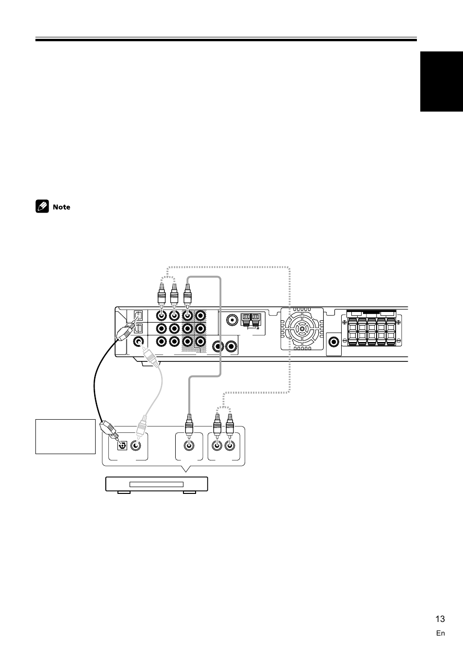 Connecting a digital tuner/set top box 13, English, Connecting a digital tuner/set top box | Connecting your equipment, Digital set top box | Pioneer VSX-C100-S User Manual | Page 13 / 60