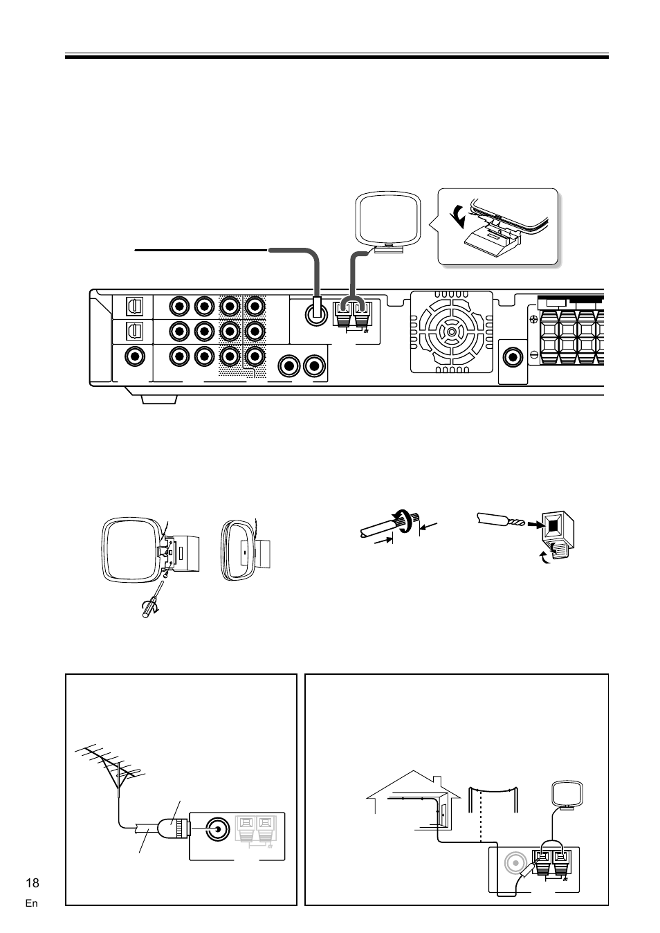 Connecting antennas 18, Using external antennas 18, Using external antennas | Connecting antennas, Connecting your equipment am antenna connectors, Fm wire antenna, Am loop antenna, Connect an external fm antenna, 10mm | Pioneer VSX-C100-S User Manual | Page 18 / 60