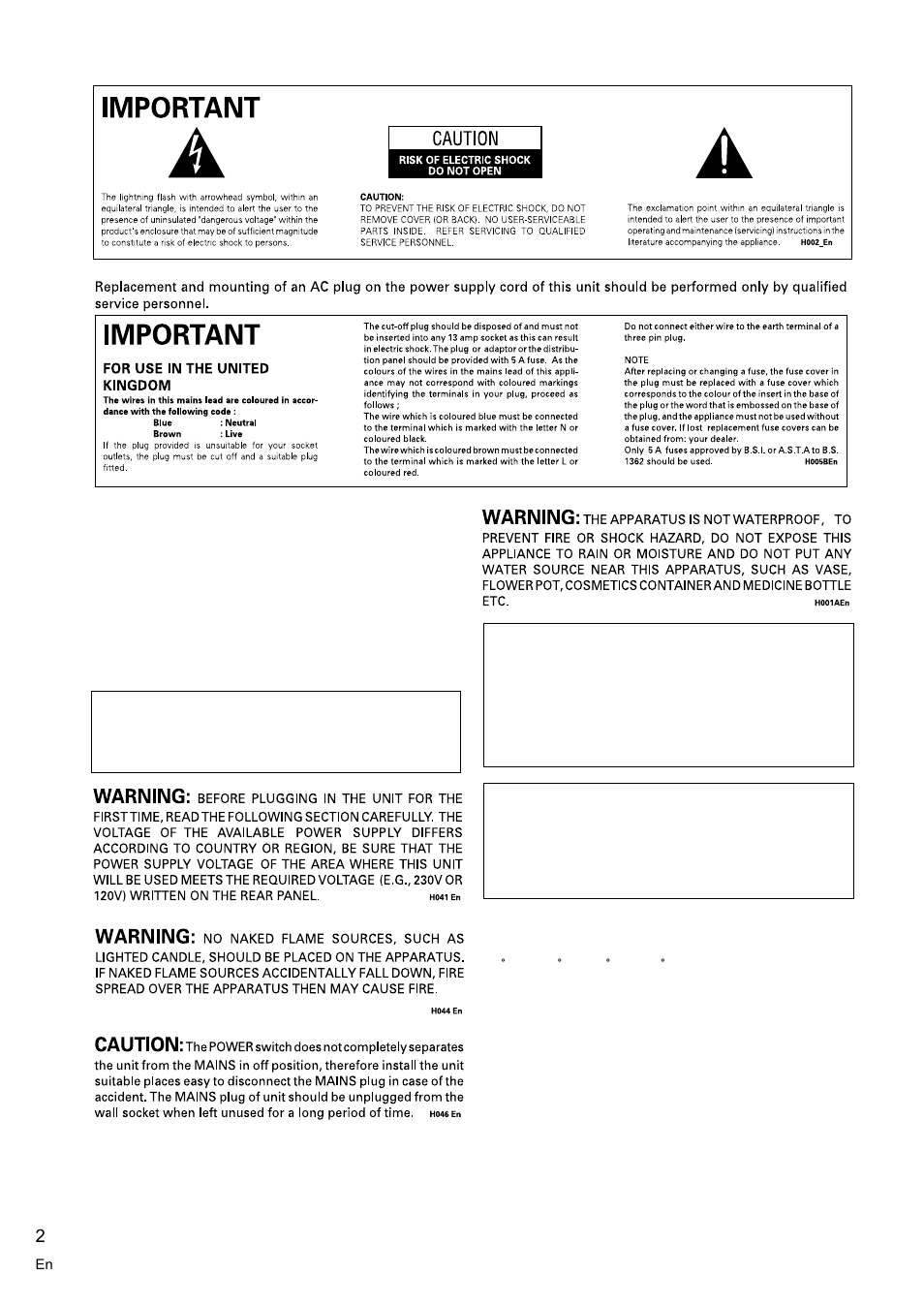 Operating environment, Ventilation, Warning | Pioneer VSX-C100-S User Manual | Page 2 / 60