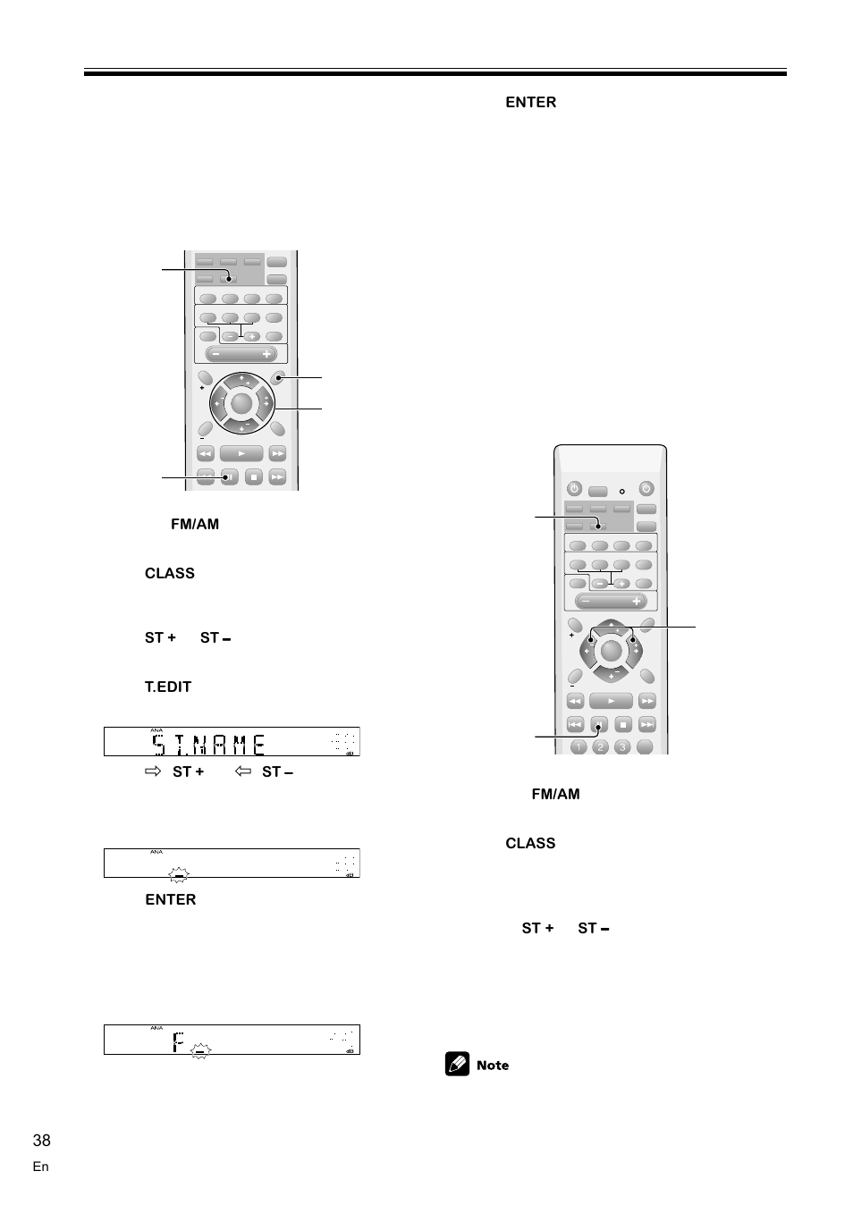 Naming memorized stations 38, Recalling memorized stations 38, Using the tuner | 1 press the, Button on the remote control. 2 press, 3 use the, Repeatedly to select the class, 3 press, Twice to select the station name mode. 5 press, 6 press | Pioneer VSX-C100-S User Manual | Page 38 / 60