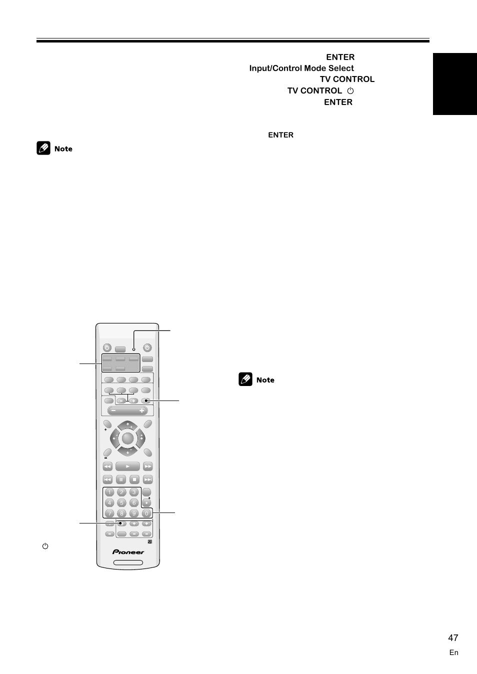 Recalling preset codes 47, English, Recalling preset codes | Controlling the rest of your system, Led 1 while pressing the, Button press the, Button you want to preset. for the, Buttons press the, Power) button while pressing the, Button | Pioneer VSX-C100-S User Manual | Page 47 / 60