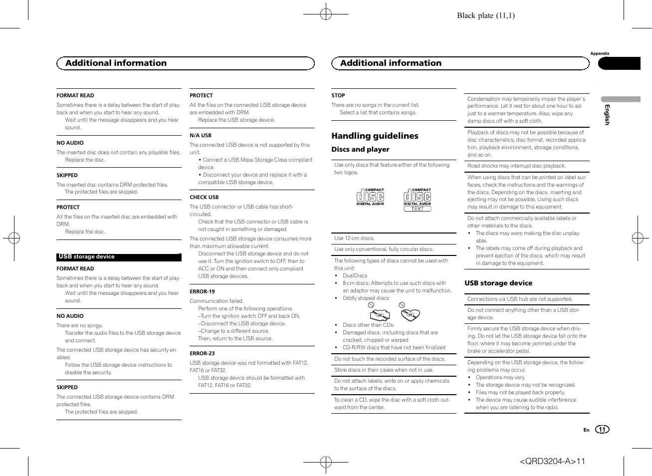 Handling guidelines, Additional information | Pioneer DEH-1600UBB User Manual | Page 11 / 100