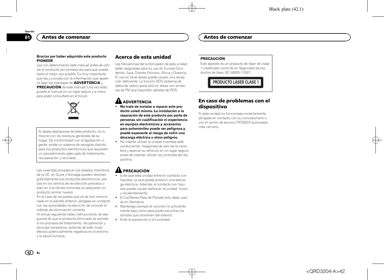 Manual de instrucciones, Reproductor de cd con receptor rds | Pioneer DEH-1600UBB User Manual | Page 42 / 100