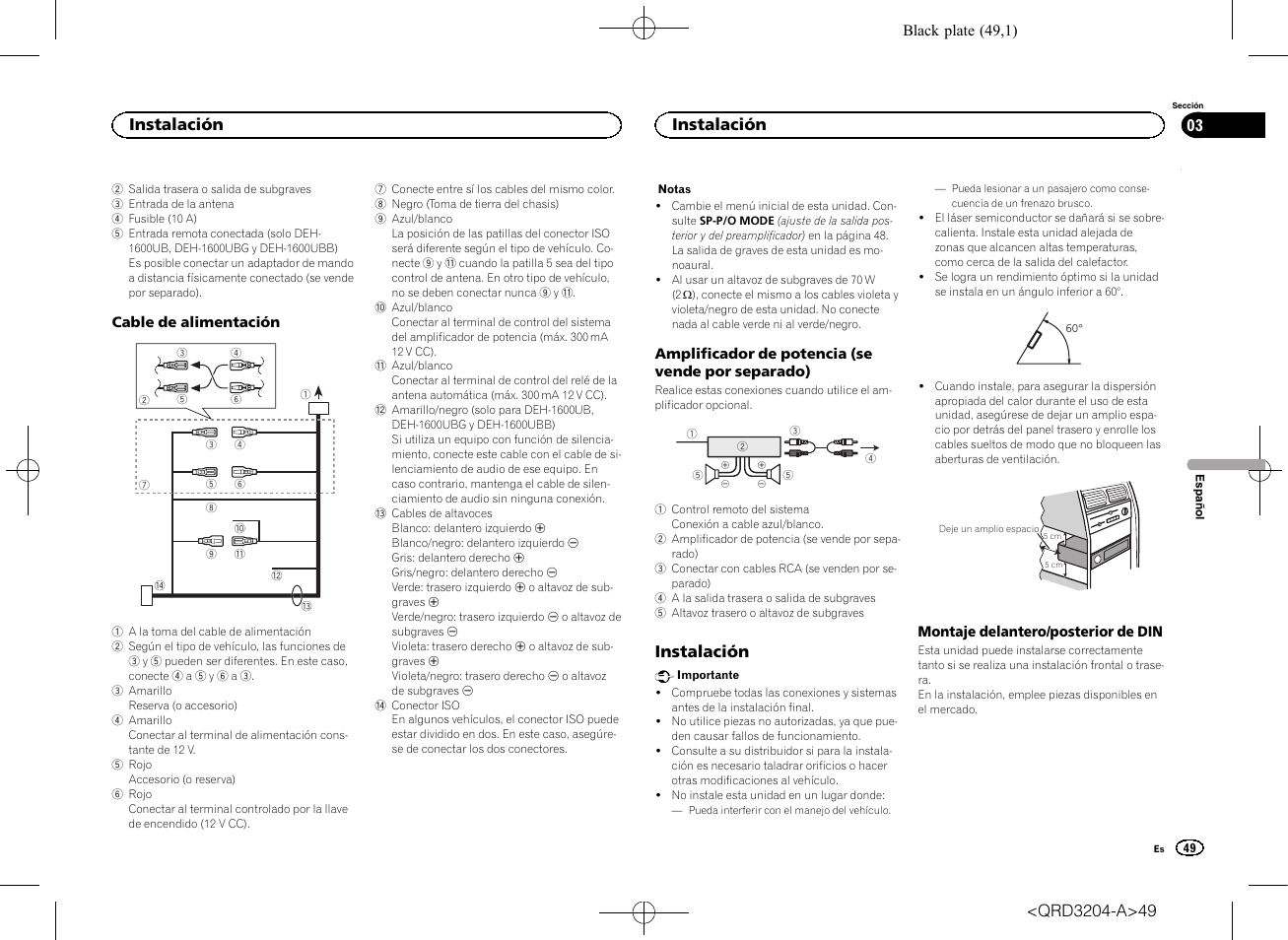 Instalación | Pioneer DEH-1600UBB User Manual | Page 49 / 100