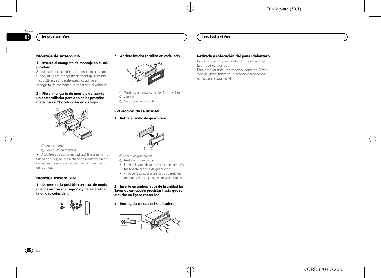 Instalación | Pioneer DEH-1600UBB User Manual | Page 50 / 100