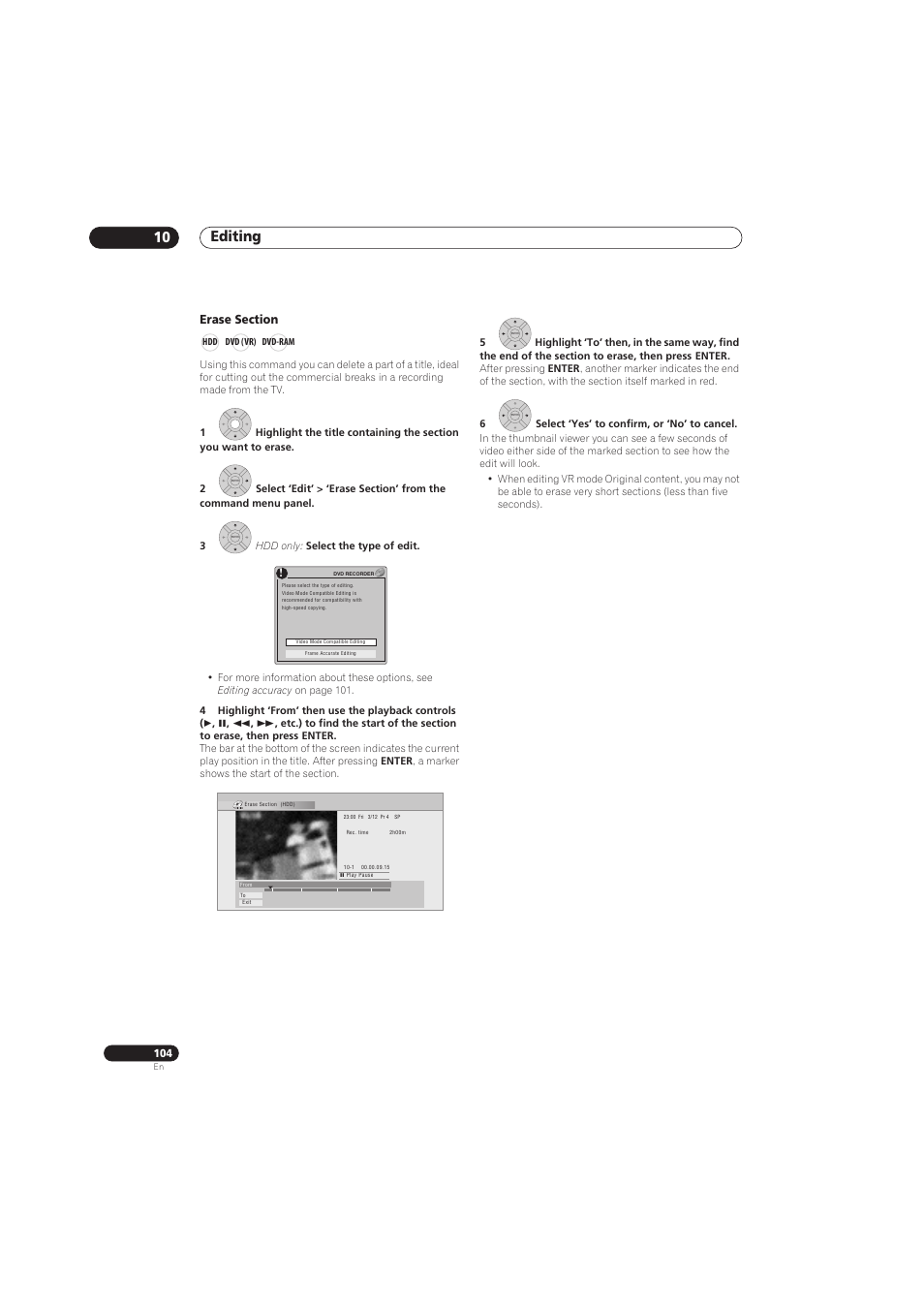 Editing 10 | Pioneer RCS-656HX User Manual | Page 104 / 156