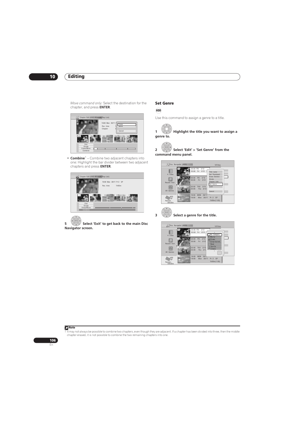 Editing 10, Set genre | Pioneer RCS-656HX User Manual | Page 106 / 156