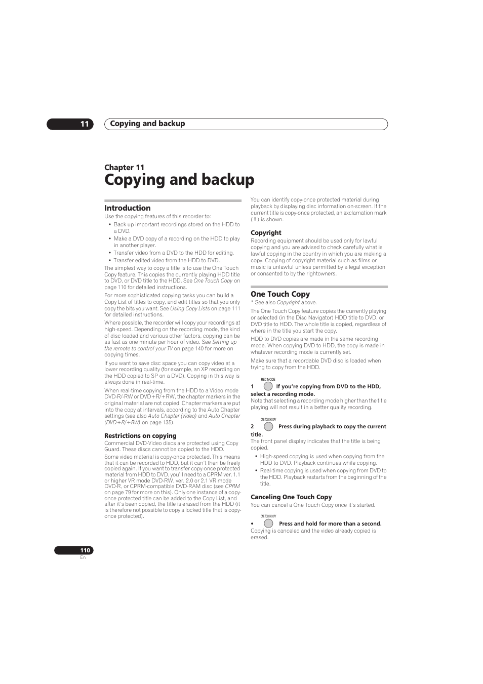 Copying and backup | Pioneer RCS-656HX User Manual | Page 110 / 156