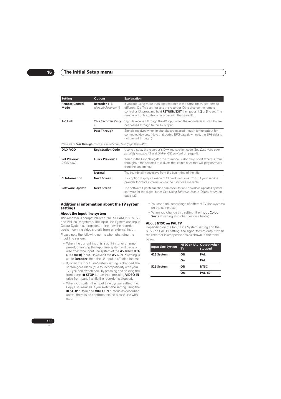 The initial setup menu 16 | Pioneer RCS-656HX User Manual | Page 138 / 156