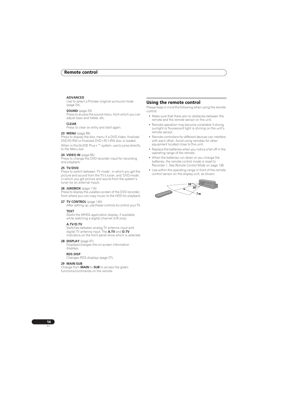 Remote control, Using the remote control | Pioneer RCS-656HX User Manual | Page 14 / 156