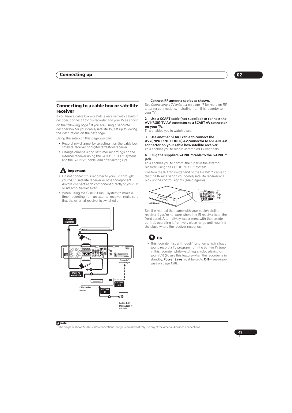 Connecting up 02, Connecting to a cable box or satellite receiver, Coaxial | Output input3 in | Pioneer RCS-656HX User Manual | Page 49 / 156