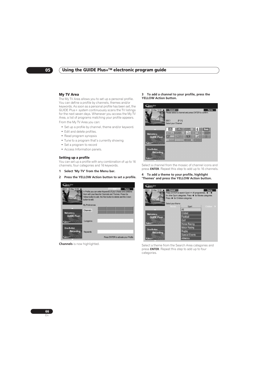 Using the guide plus+™ electronic program guide 05 | Pioneer RCS-656HX User Manual | Page 66 / 156